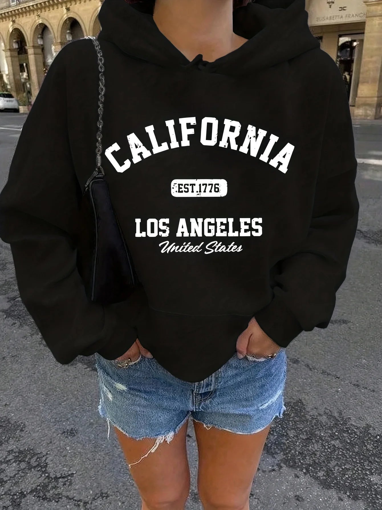 Women's autumn and winter warm and loose casual NOPE not today printed suede long sleeved hooded sweatshirt