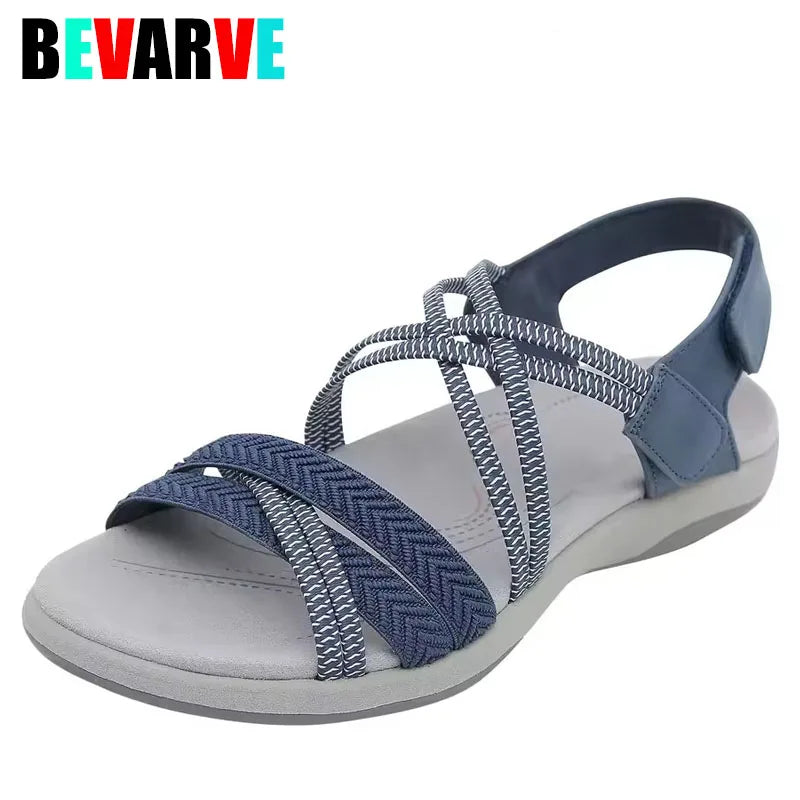 Women'S Summer Sandals Fashion Open Toe Solid Color Elastic Sports Sandals Breathable Non Slip Outdoor Shoes