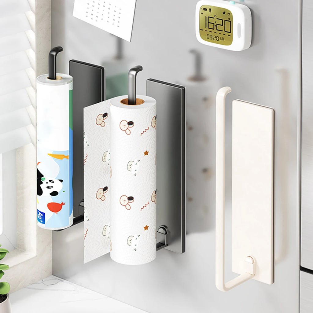 Magnetic tissue holder for kitchen refrigerator, kitchen tissue holder, non drilling paper roll holder, kitchen towel holder