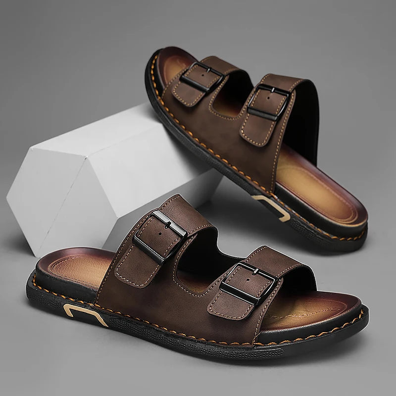 QZHSMY Summer Sandals Men Breathable Leather Shoes Man Outdoor Men Sandals Antiskid Beach Sandals casual sneakers