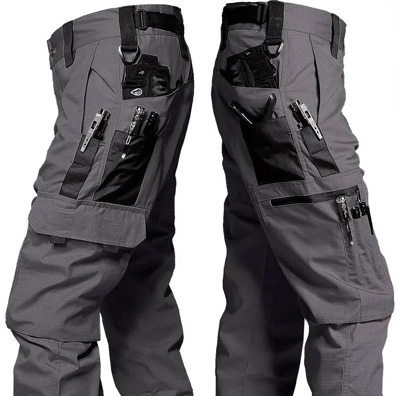 Outdoor Tactical Cargo Pants Men Dark Multicam Camo Multi-Pocket Durable Heavy Duty Work Trousers