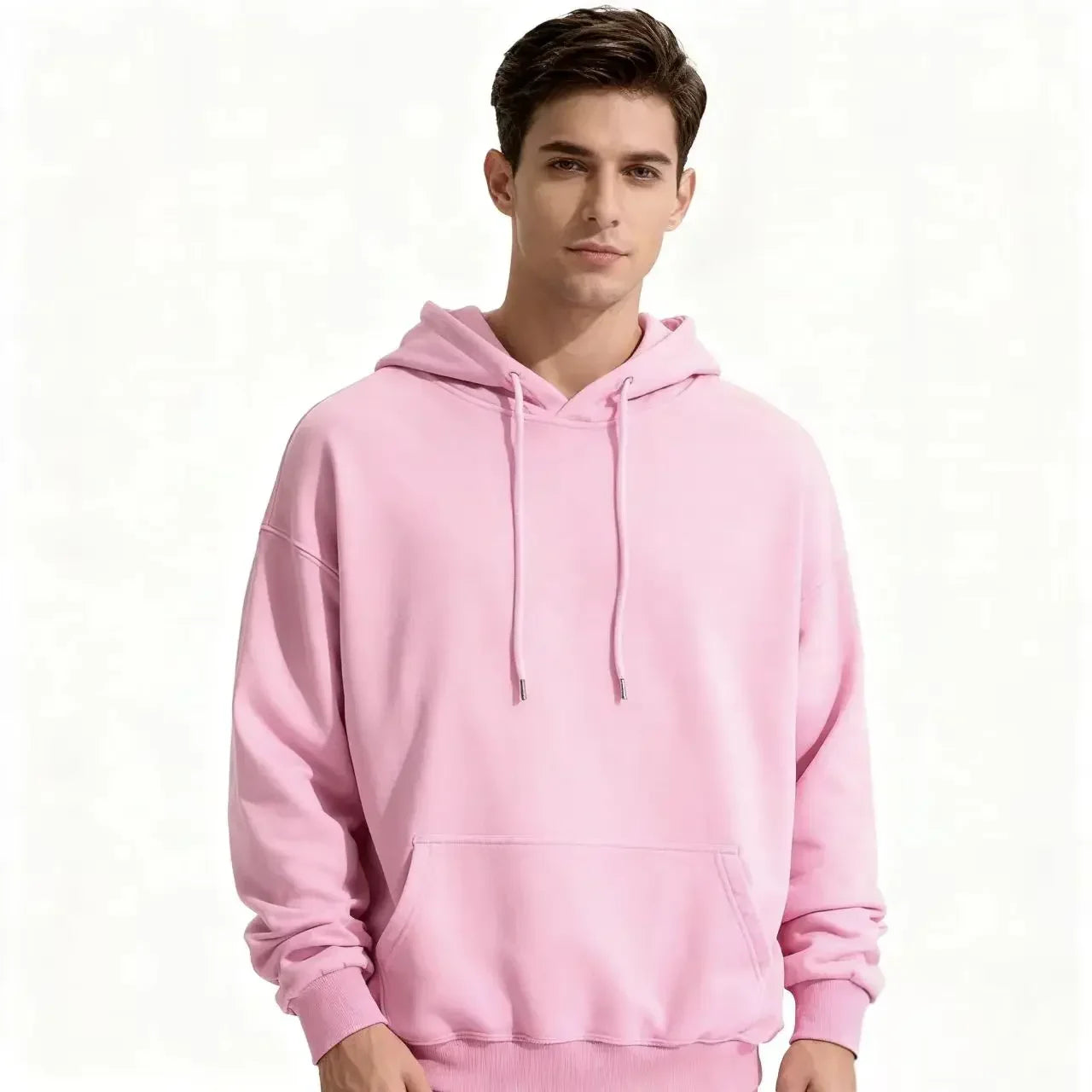 2026 Men's wide Hood Sweatshirt European and American men's and men Sweatshirt Solid Harajuku Long Sleeve Female Loose male Coat