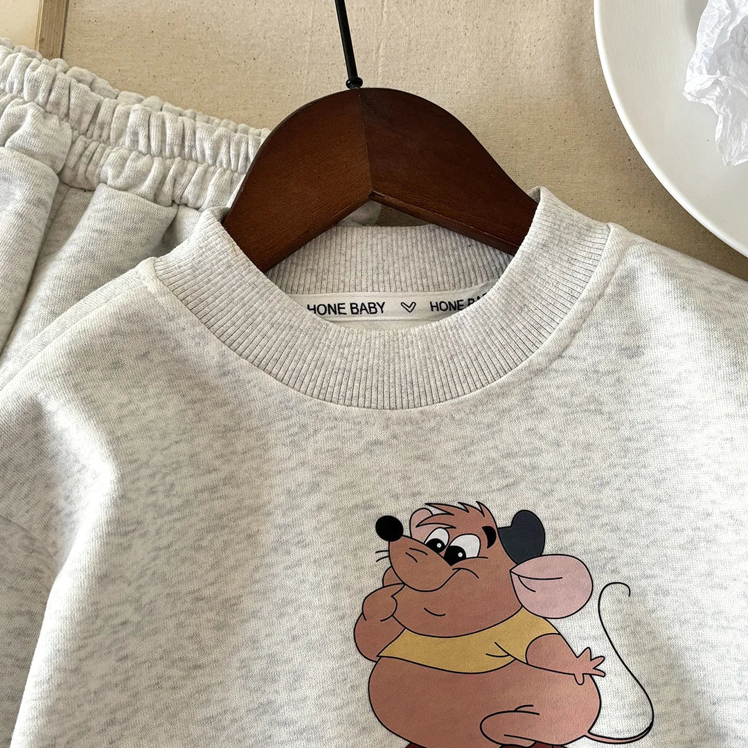 Spring 1-10T Kid Boy 2PCS Tracksuit Baby Boy Cotton Round Collar Cartoon Long Sleeves Suit Baby Boy Sweatshirt+pant 2PCS Clothes