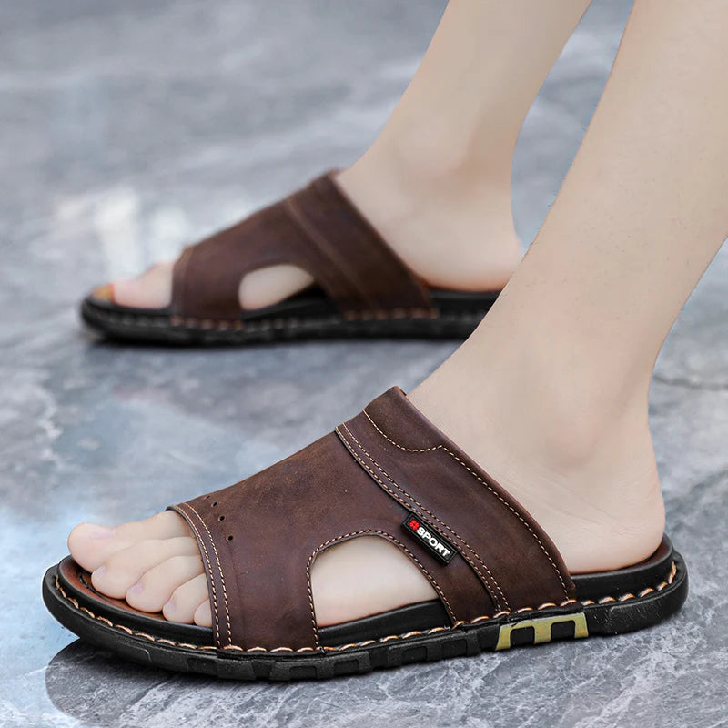 QZHSMY Summer Sandals Men Breathable Leather Shoes Man Outdoor Men Sandals Antiskid Beach Sandals casual sneakers