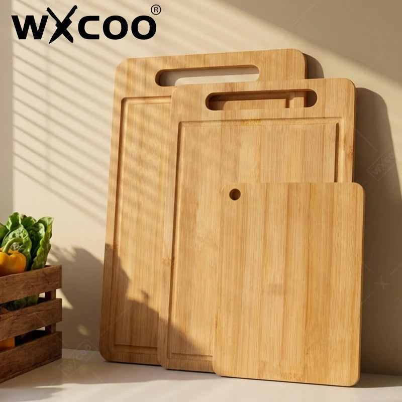 WXCOO Double-Sided Chopping Board Bamboo Cutting Board Natural Moso Bamboo Anti-Mold Kitchen Bamboo Board Household Tools