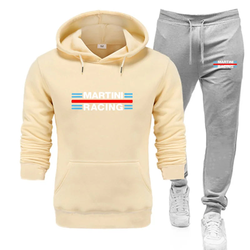 2025 new Martini Racing Hoodie Suit Men's Fashion Hoodie Brand Pants Casual Jogging Suit Sports Wear Sweatshirt Autumn Winter