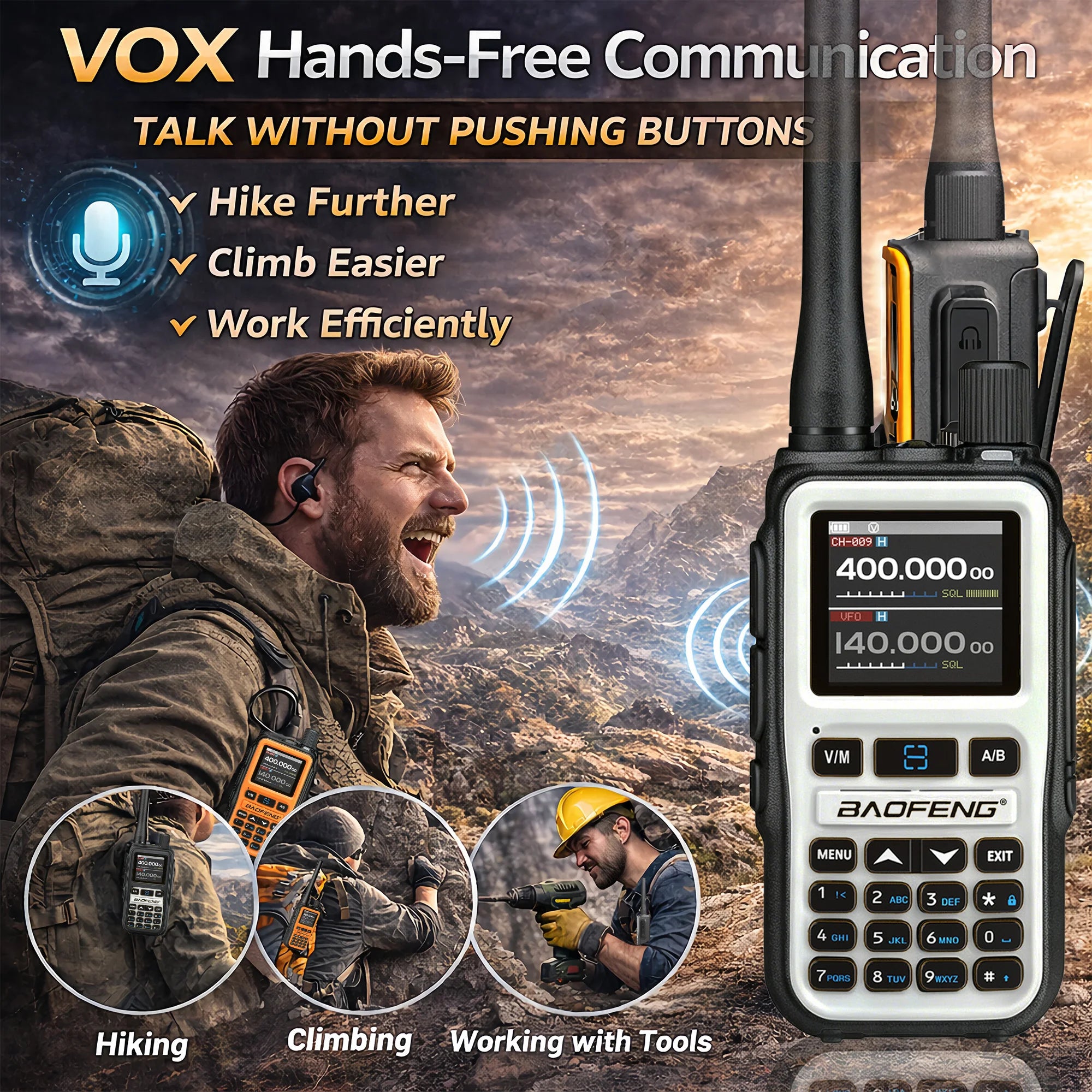 2 Pack BAOFENG UV-5R Mini Dual Band Two-Way Radio (5W/999CH) - Bluetooth APP Programming, NOAA Alert, Type-C Fast Charging
