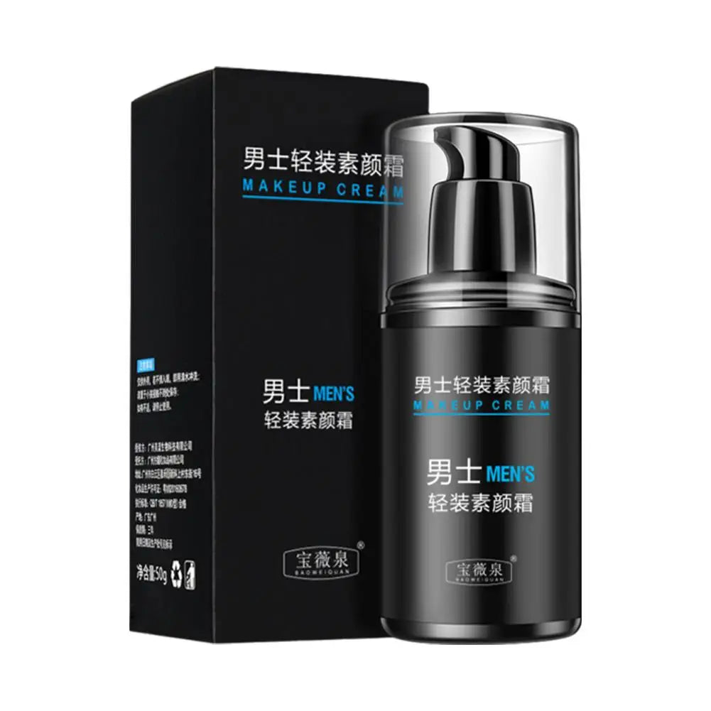 50g Men's Natural Makeup Cream Not Sticky Face Foundation Moisturizing Remove Darken Skin Care Gel Improve Shrink Pore Oil