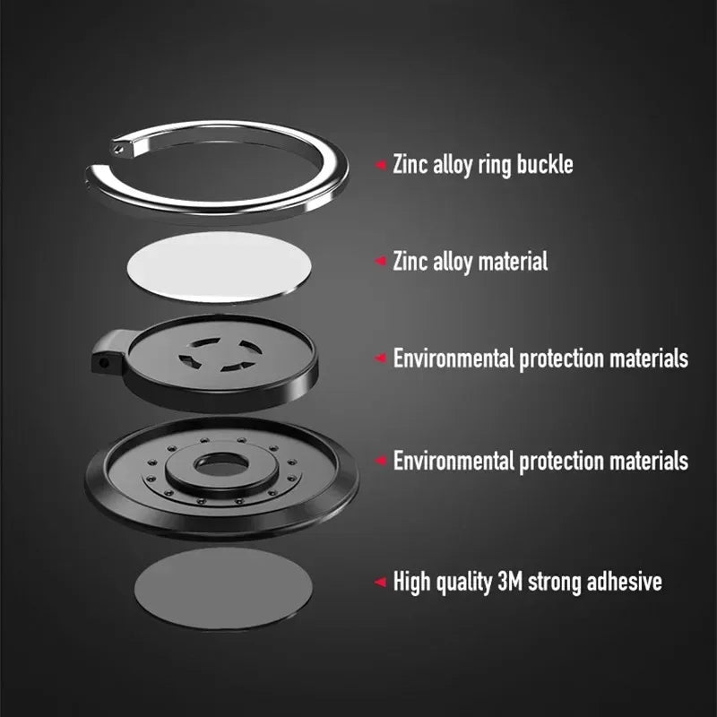 360 Degree Rotating Finger Ring Phone Holder Stand for Mobile Phone Car Magnetic Mount Phone Back Sticker Pad Unniversal Bracket