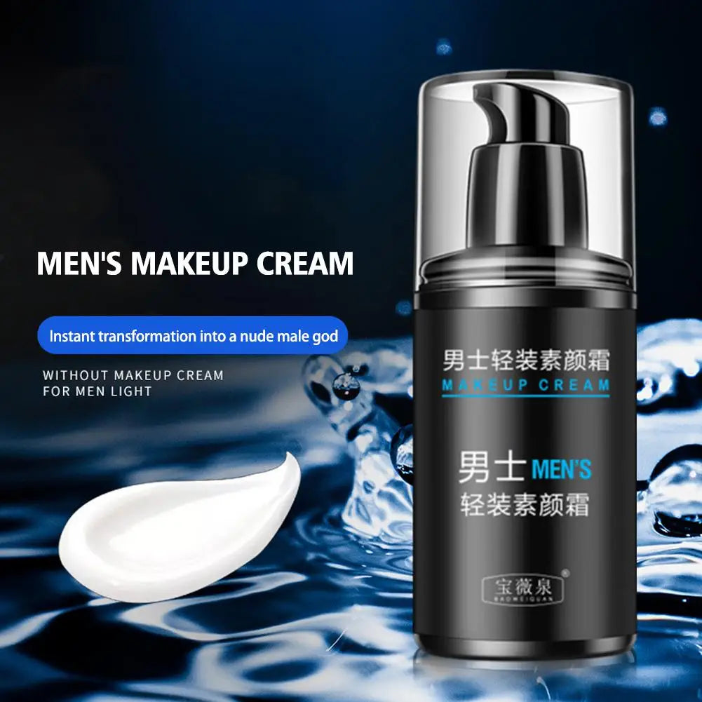 50g Men's Natural Makeup Cream Not Sticky Face Foundation Moisturizing Remove Darken Skin Care Gel Improve Shrink Pore Oil