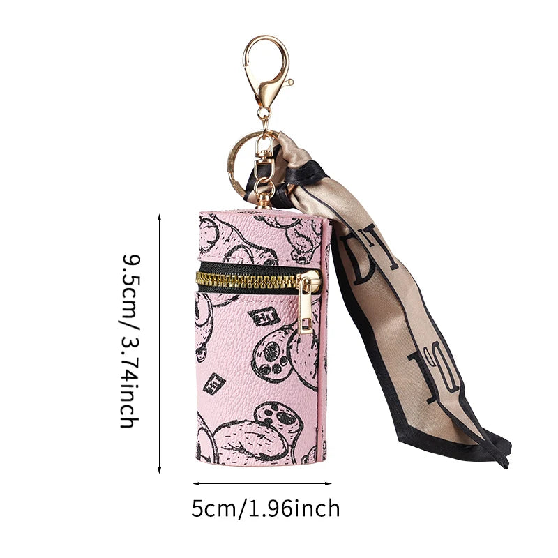 2025 new leather vintage flower coin purse keychain mini portable mouth red envelope storage wireless headphone protective case