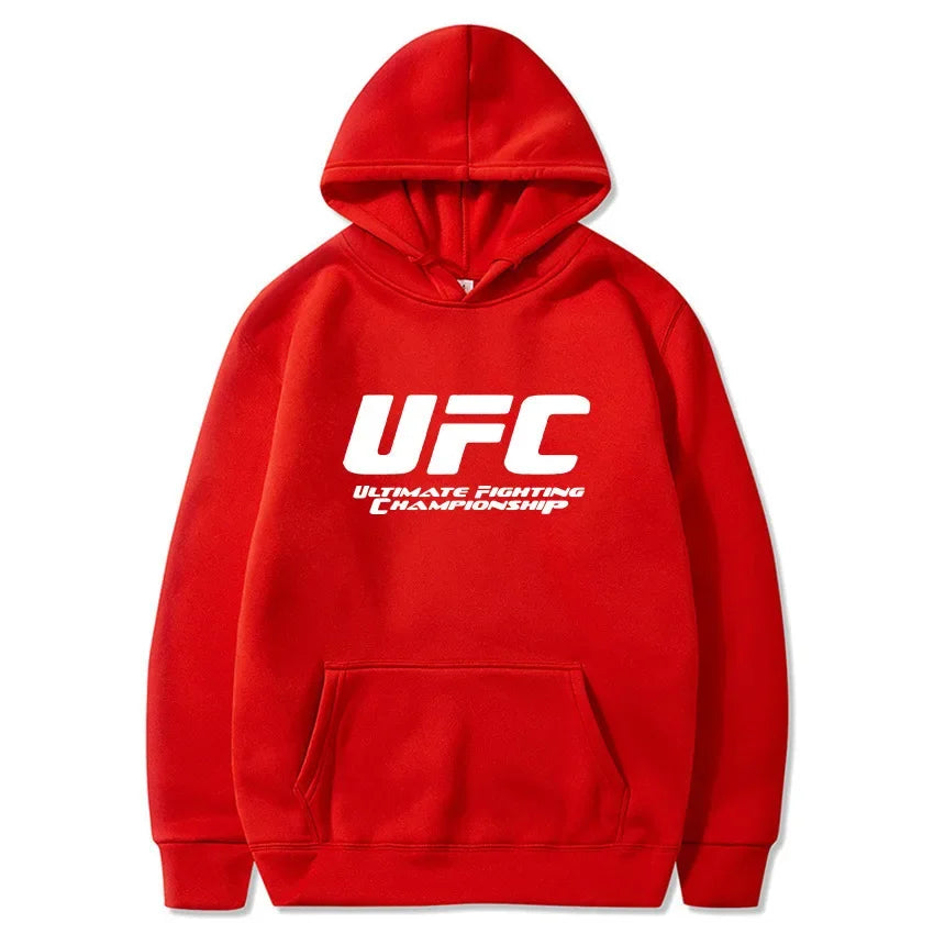2026 New UFC Men's Hooded Sweatshirt Autumn Winter Polar Print Casual Sports Hooded Sweat