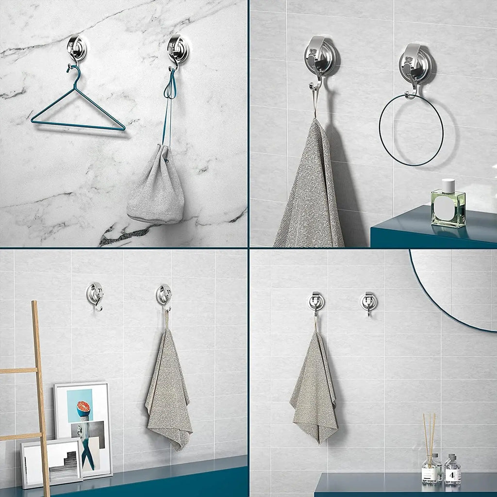 2/4PCS Heavy Duty Vacuum Suction Cup Hooks No Drilling Super Suction Cup HangerRobe Coat Wreath Hook for Shower Kitchen Bathroom