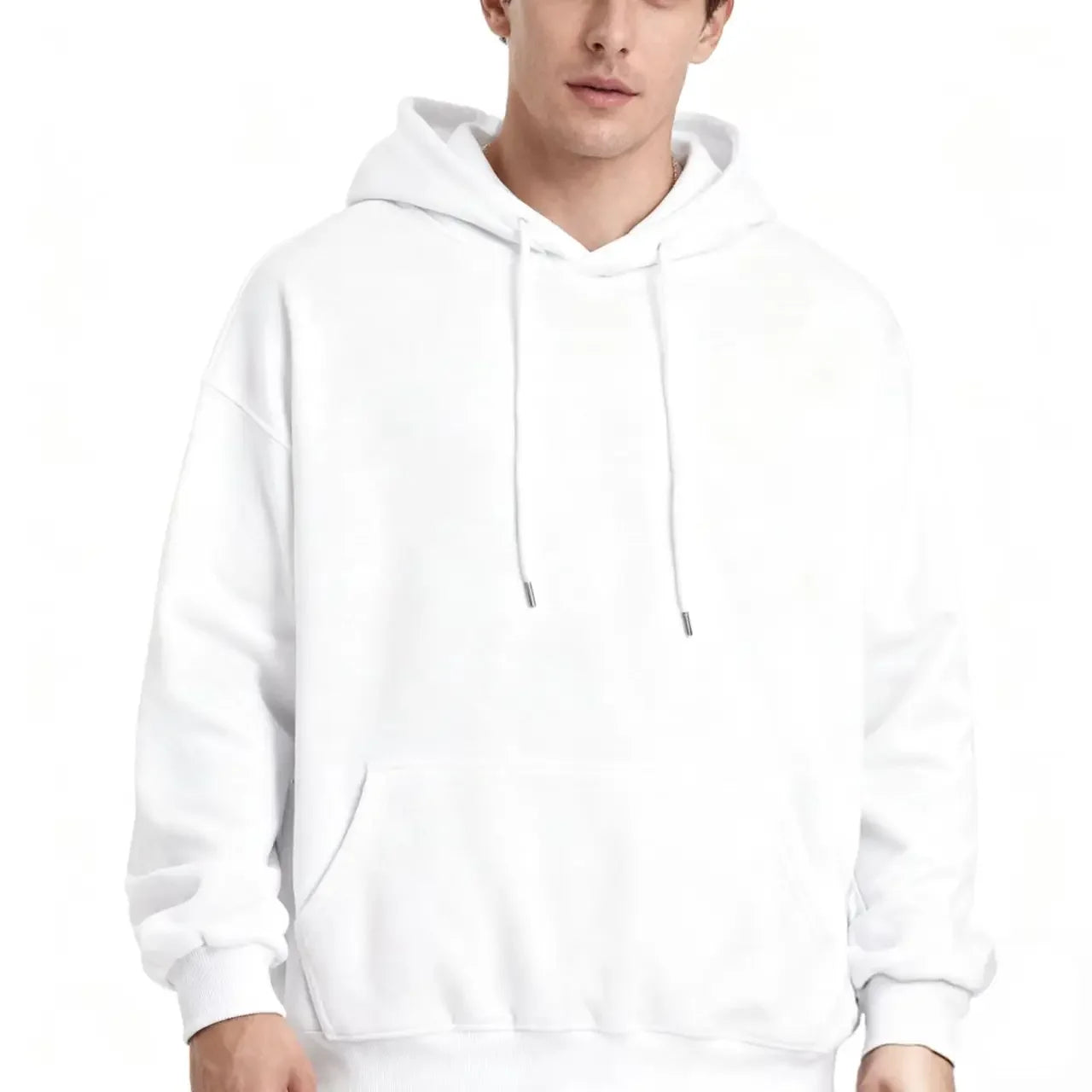 2026 Men's wide Hood Sweatshirt European and American men's and men Sweatshirt Solid Harajuku Long Sleeve Female Loose male Coat