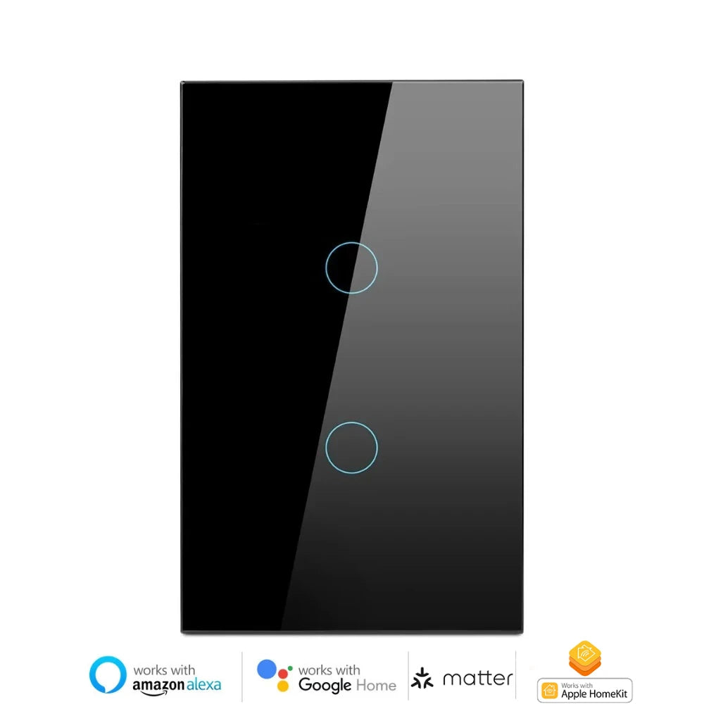 Melery Matter over WiFi Smart Light Wall Switch Touch Sensor Glass Panel Remoted Google/Apple Home Siri Alexa Homekit Smarttings