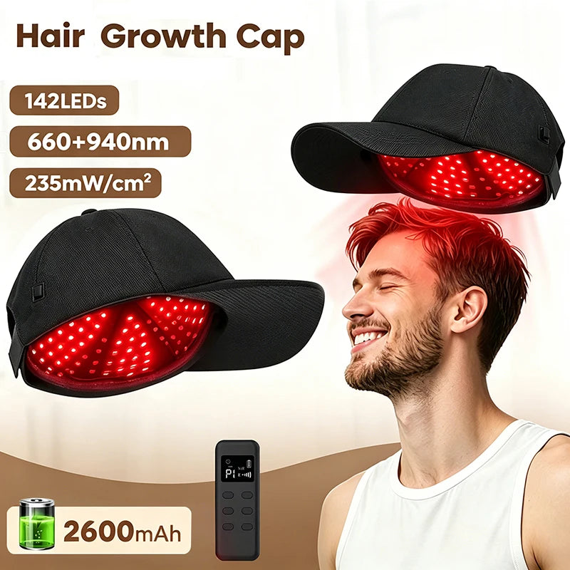 LED Red Light Therapy Hat For Hair Growth Red & Infrared Light Hair Growth Cap For Hair Loss Promote Hair Fast Regrow Care Cap