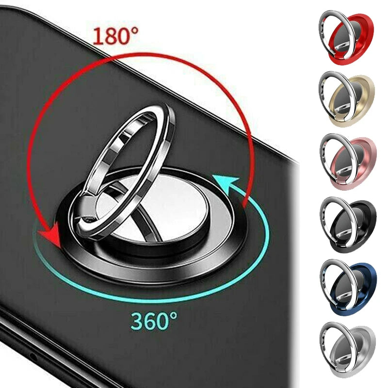 360 Degree Rotating Finger Ring Phone Holder Stand for Mobile Phone Car Magnetic Mount Phone Back Sticker Pad Unniversal Bracket