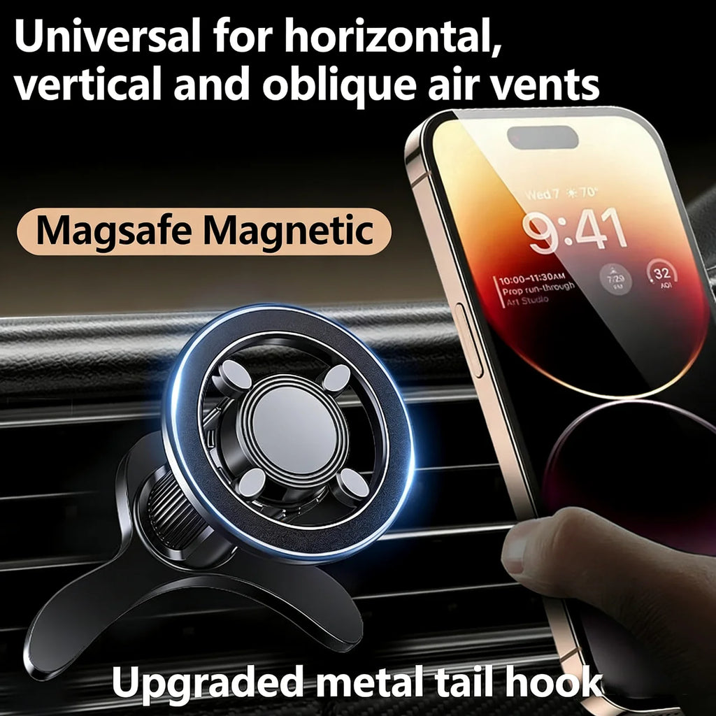 MagSafe Car Mount, 17 N52 Magnets Air Vent Phone Holder, 360° Rotatable, Fit iPhone 16-12 Series & All Phones, with MagneticRing