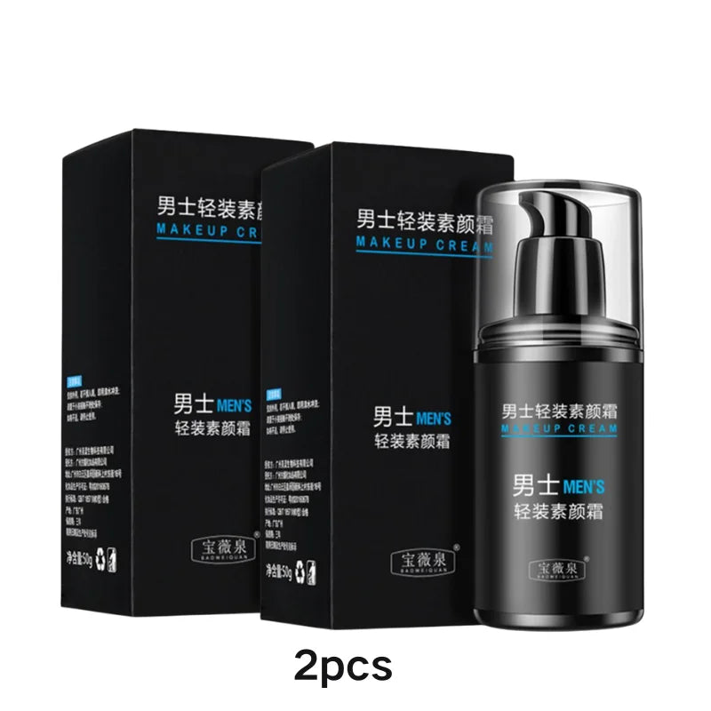 50g Men's Natural Makeup Cream Not Sticky Face Foundation Moisturizing Remove Darken Skin Care Gel Improve Shrink Pore Oil