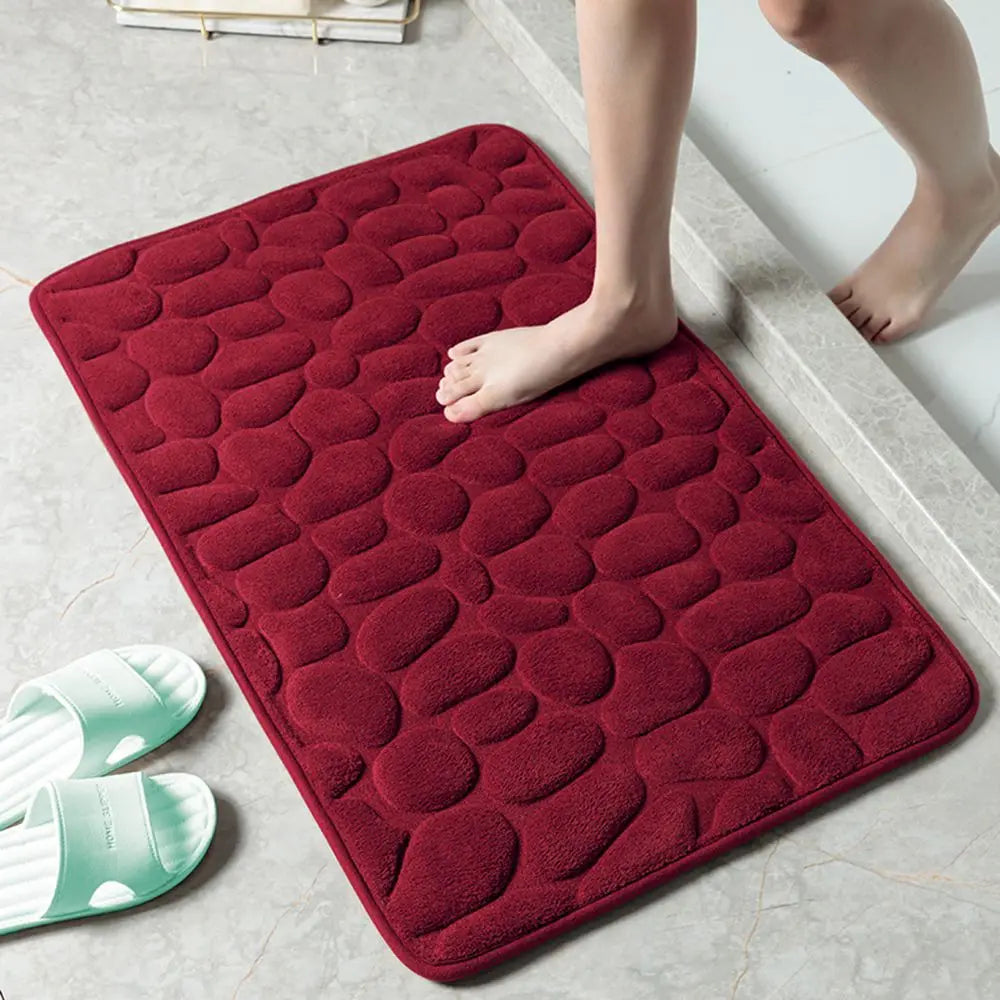 Washable Non-slip Carpets Water Absorption Bath Mat Cobblestone Embossed Floor Rug Doormat