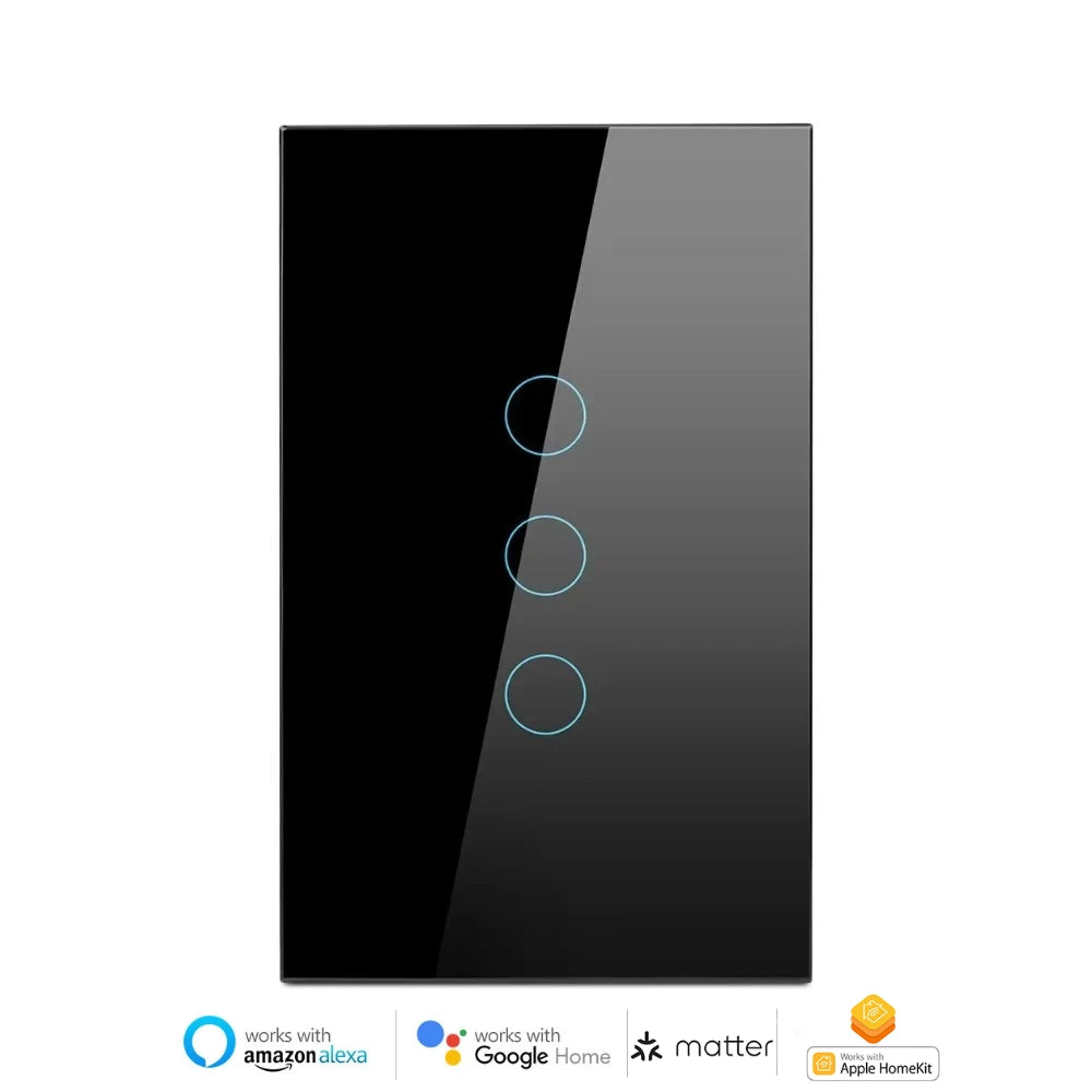 Melery Matter over WiFi Smart Light Wall Switch Touch Sensor Glass Panel Remoted Google/Apple Home Siri Alexa Homekit Smarttings