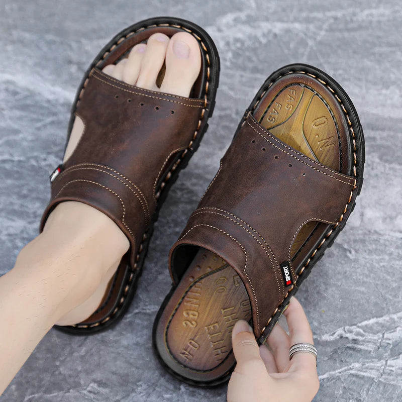 QZHSMY Summer Sandals Men Breathable Leather Shoes Man Outdoor Men Sandals Antiskid Beach Sandals casual sneakers