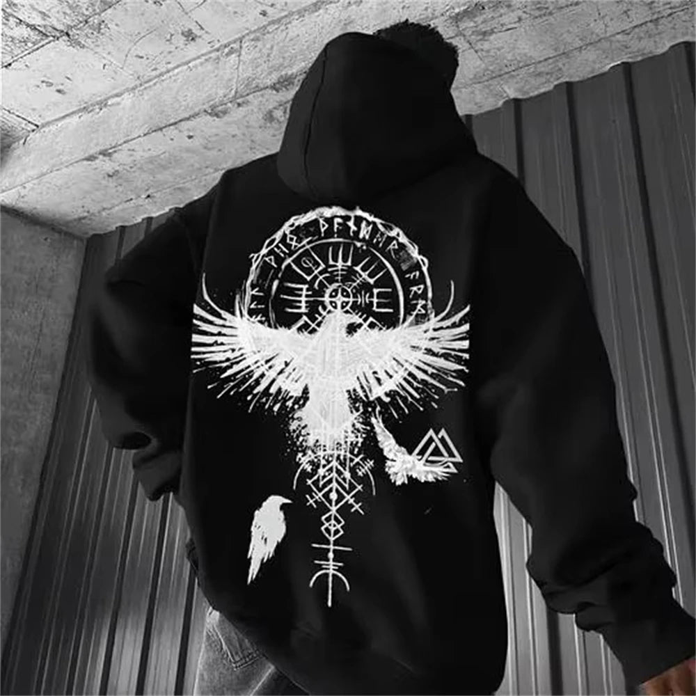 2024 Summer Men's Neck Hoodie 3D Compass Printed Sweatshirt Simple Fashion Male Clothing Loose Oversized for Men New