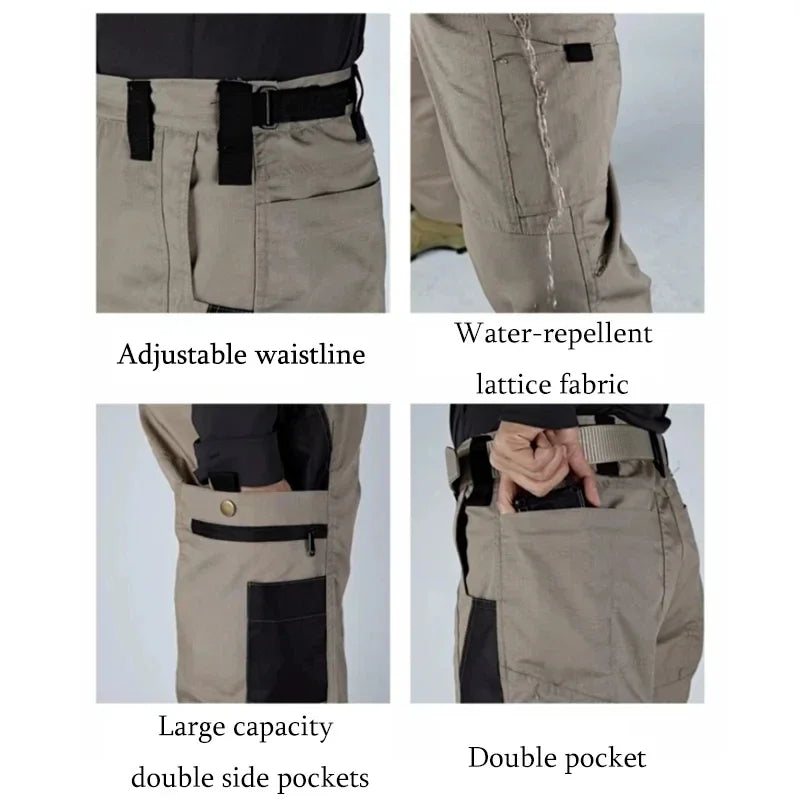 Outdoor Tactical Cargo Pants Men Dark Multicam Camo Multi-Pocket Durable Heavy Duty Work Trousers