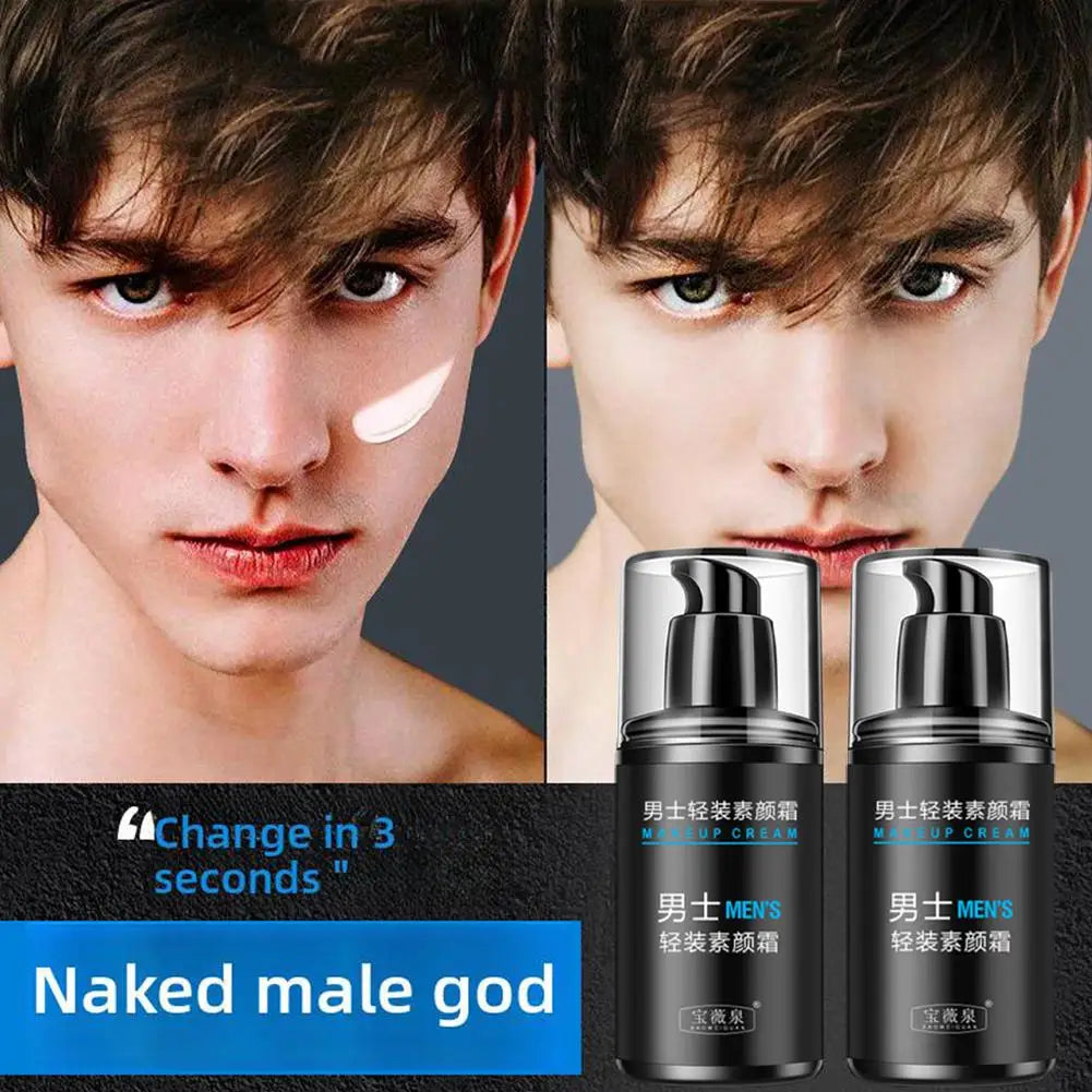 50g Men's Natural Makeup Cream Not Sticky Face Foundation Moisturizing Remove Darken Skin Care Gel Improve Shrink Pore Oil