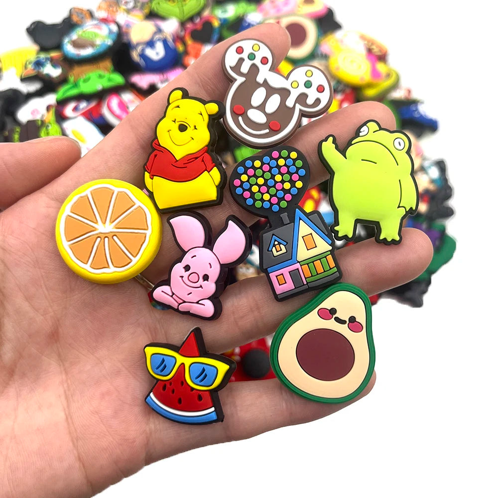 30-200Pcs Random Mixed Shoe Charms Decoration Fit Bubble Slides Clog Sandals Ornament Shoes Accessories Pins kids Party Gifts