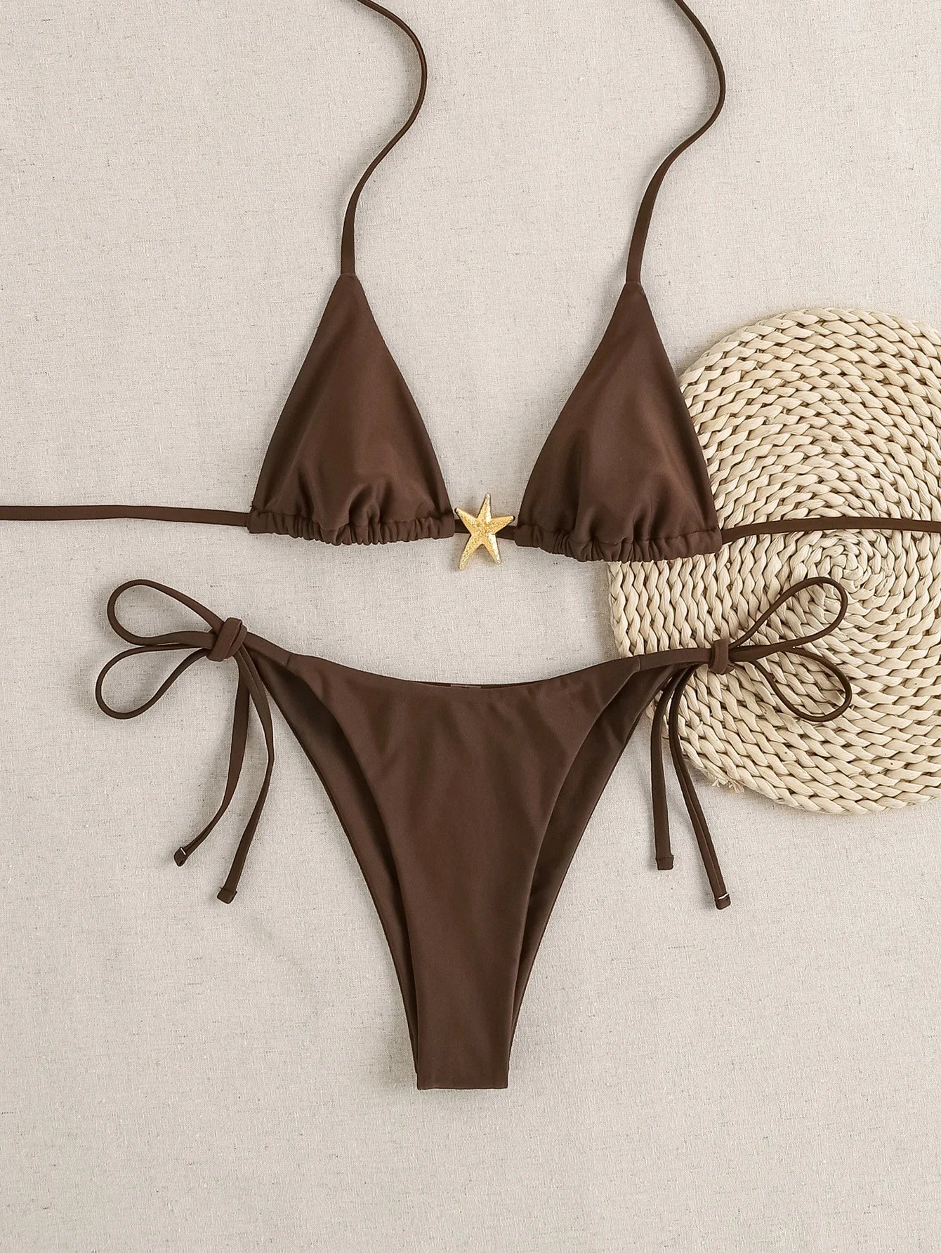 2026 New Women's Bikini Set  Adjustable Tie Side Bandage Swimwear High-End Sexy Two-Piece Bathing Suit Summer Beach Push Up