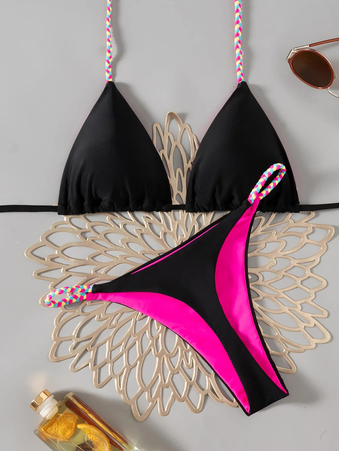 2026 New Women's Bikini Set  Adjustable Tie Side Bandage Swimwear High-End Sexy Two-Piece Bathing Suit Summer Beach Push Up