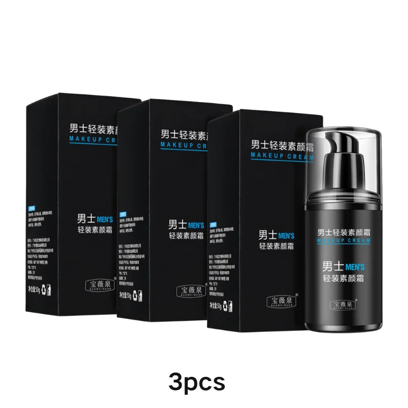 50g Men's Natural Makeup Cream Not Sticky Face Foundation Moisturizing Remove Darken Skin Care Gel Improve Shrink Pore Oil