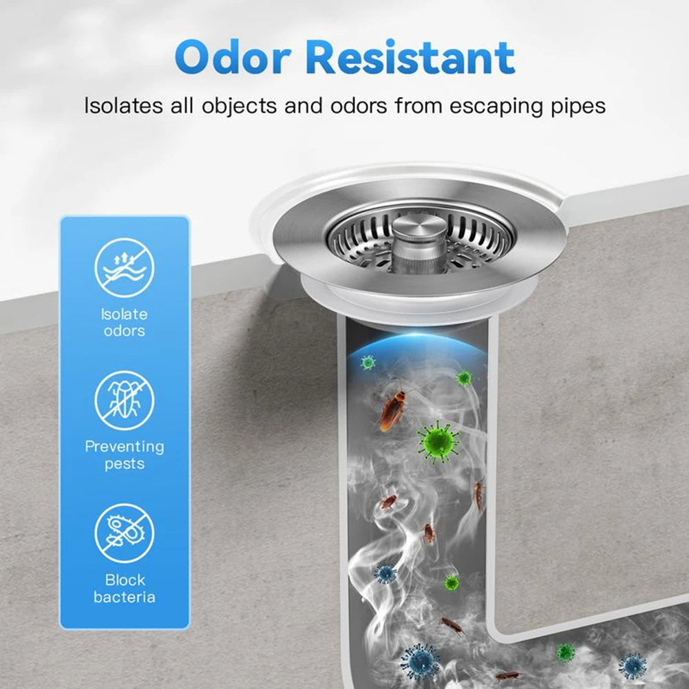 Kitchen Sink Drain Strainer,Stainless Steel Pop Up Sink Stopper,Anti-Clogging Sink Strainer Plug,Kitchen Sink Accessories