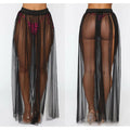 Women Beach Mesh Sheer Skirts Swim Wear Pareo See Through Ladies Clothes Bikini Cover Up Wrap Long Sarong Holiday Fashion New