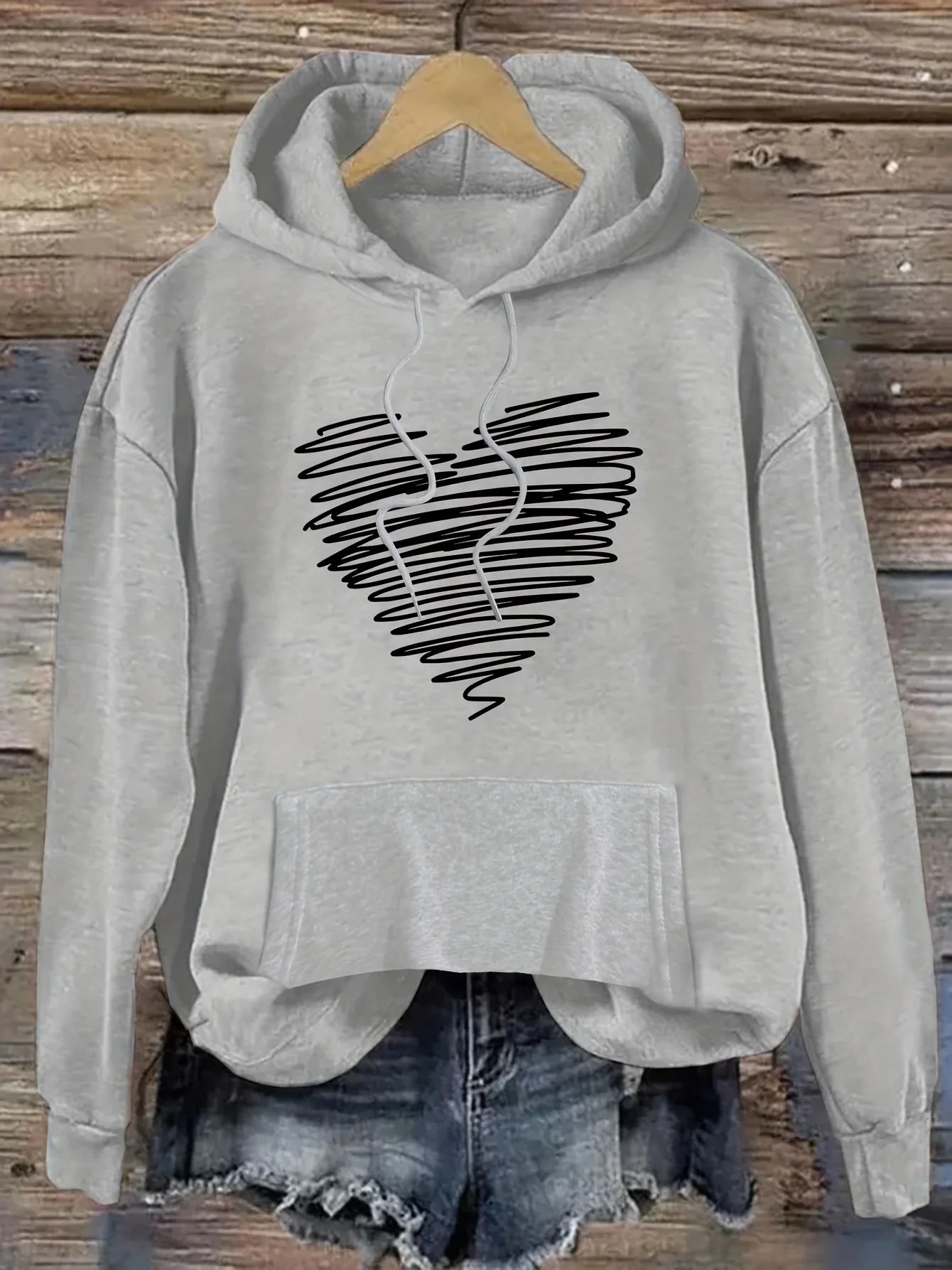 Women's autumn and winter warm and loose casual NOPE not today printed suede long sleeved hooded sweatshirt