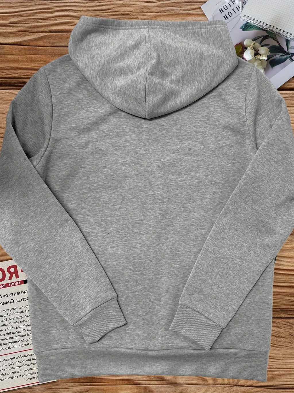 Women's autumn and winter warm and loose casual MILANO ITALIA pattern printed suede long sleeved hooded sweatshirt