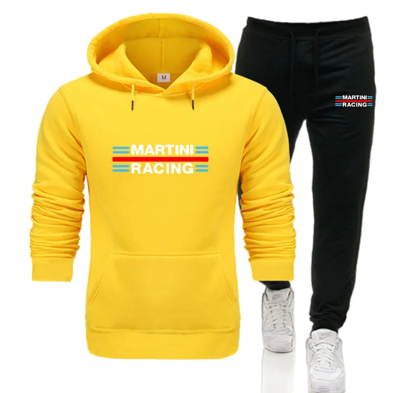 2025 new Martini Racing Hoodie Suit Men's Fashion Hoodie Brand Pants Casual Jogging Suit Sports Wear Sweatshirt Autumn Winter
