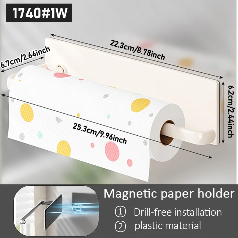 Magnetic tissue holder for kitchen refrigerator, kitchen tissue holder, non drilling paper roll holder, kitchen towel holder