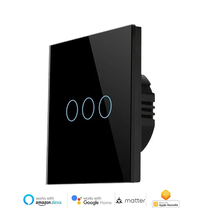 Melery Matter over WiFi Smart Light Wall Switch Touch Sensor Glass Panel Remoted Google/Apple Home Siri Alexa Homekit Smarttings
