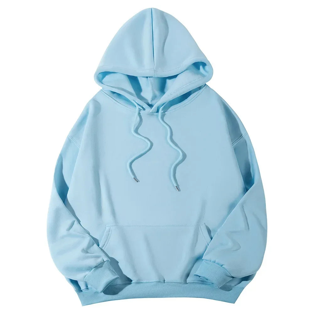 2026 Men's wide Hood Sweatshirt European and American men's and men Sweatshirt Solid Harajuku Long Sleeve Female Loose male Coat