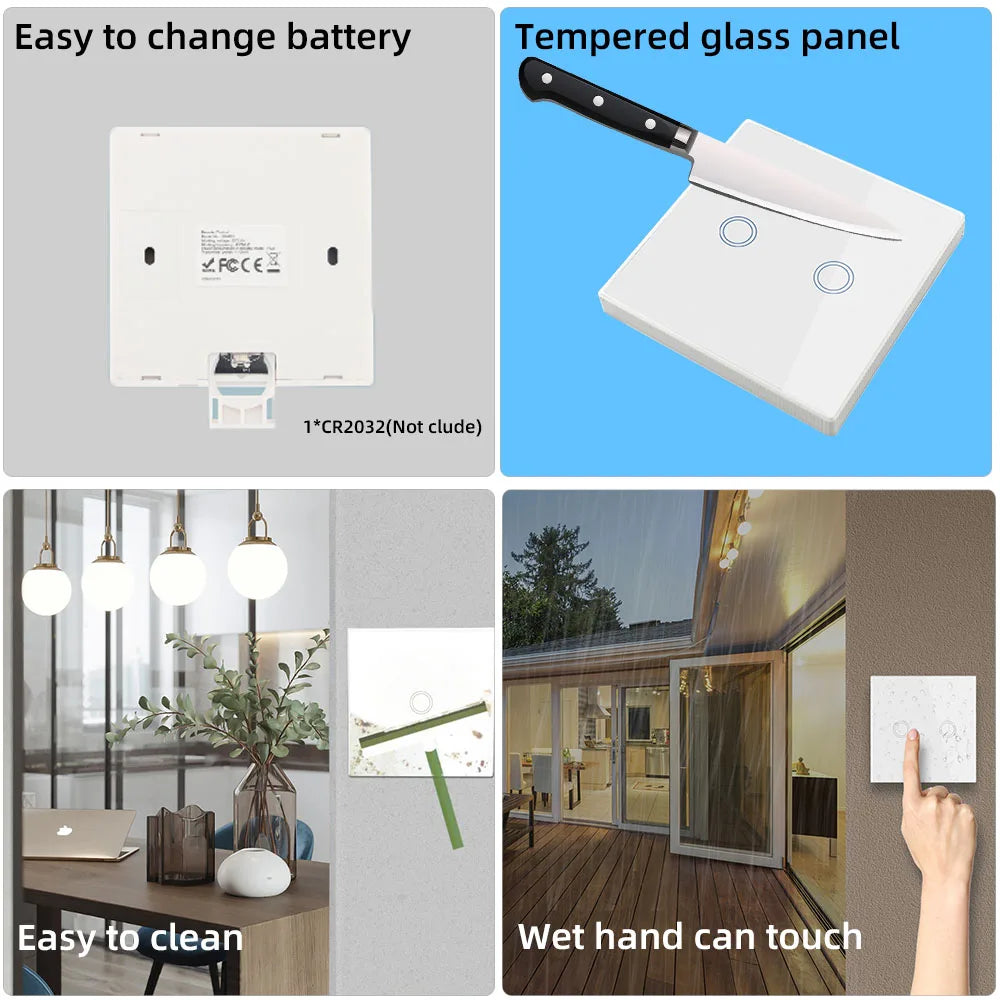 TEDELIGO Smart Light Switch Without Neutral 220V 130W Breaker Wireless Touch Button Wall Switch Mini Relay 2-Way On/Off Module