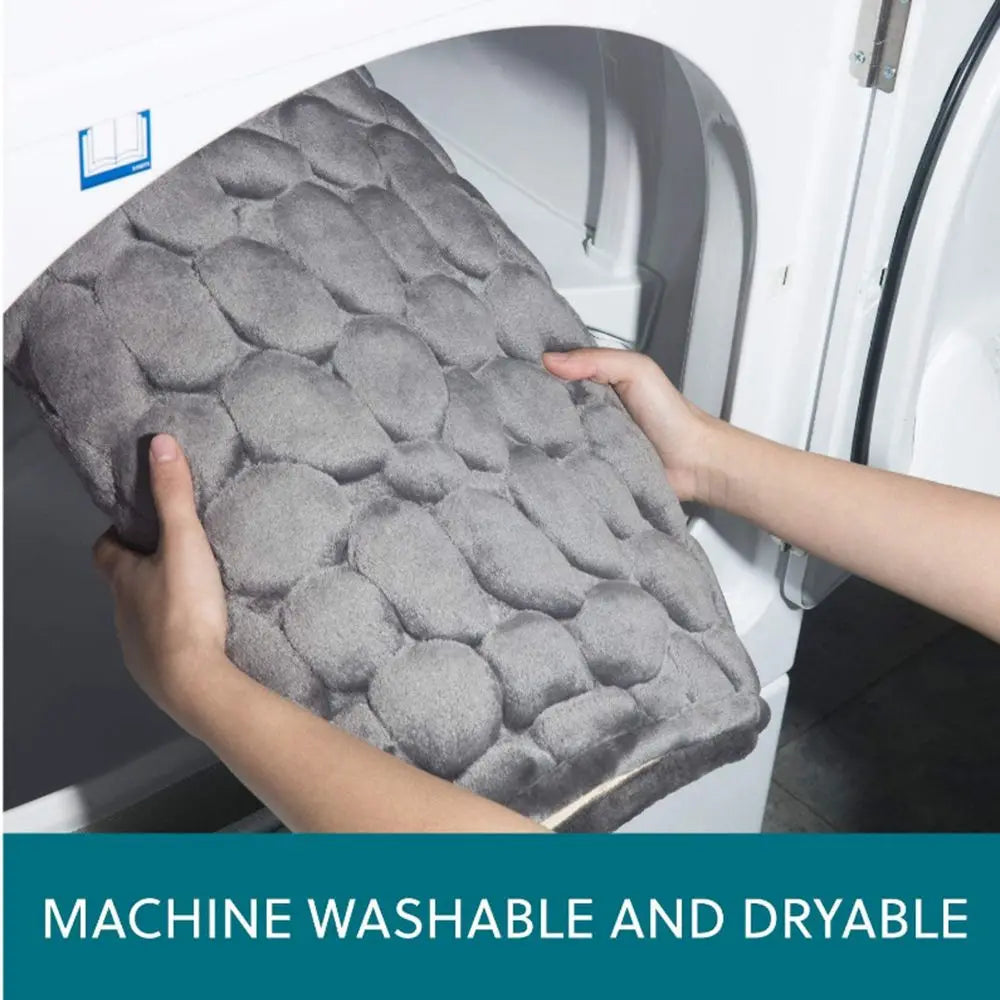 Washable Non-slip Carpets Water Absorption Bath Mat Cobblestone Embossed Floor Rug Doormat