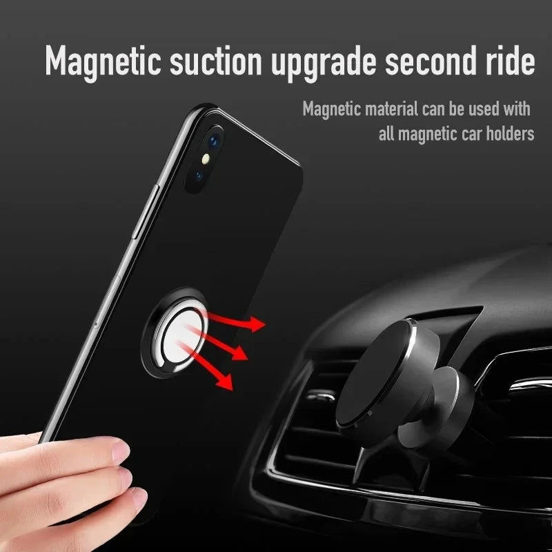 360 Degree Rotating Finger Ring Phone Holder Stand for Mobile Phone Car Magnetic Mount Phone Back Sticker Pad Unniversal Bracket