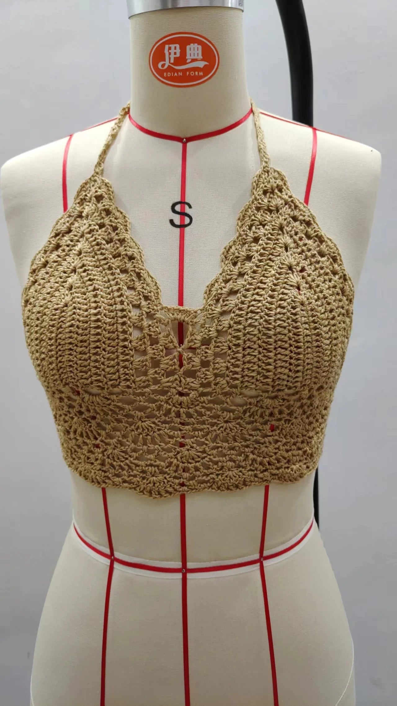 Crochet Bikini TopNew Triangle Black Bikini Top Woman Hollow Out Swimsuit Sexy Swimming Bra Large Female Swimwear S M L XL