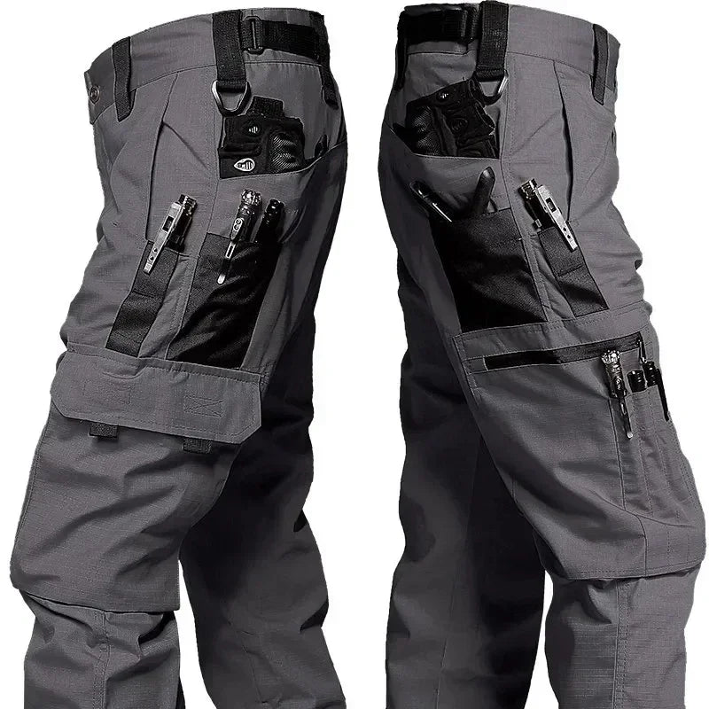 Outdoor Tactical Cargo Pants Men Dark Multicam Camo Multi-Pocket Durable Heavy Duty Work Trousers