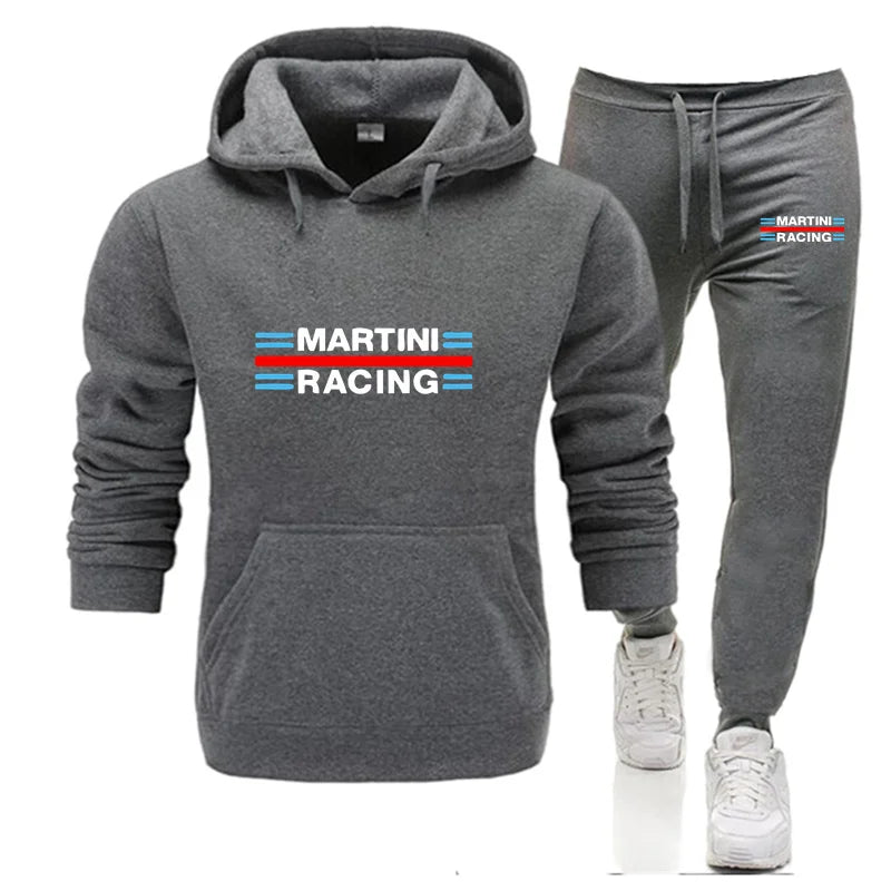 2025 new Martini Racing Hoodie Suit Men's Fashion Hoodie Brand Pants Casual Jogging Suit Sports Wear Sweatshirt Autumn Winter