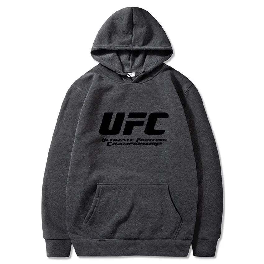 2026 New UFC Men's Hooded Sweatshirt Autumn Winter Polar Print Casual Sports Hooded Sweat