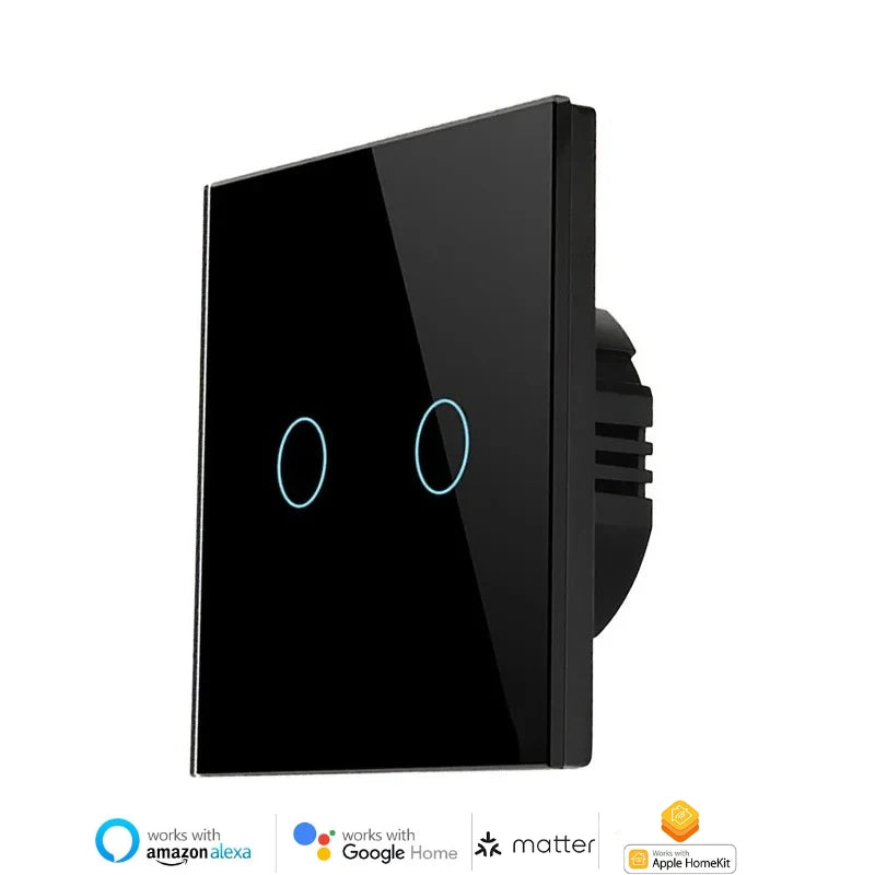Melery Matter over WiFi Smart Light Wall Switch Touch Sensor Glass Panel Remoted Google/Apple Home Siri Alexa Homekit Smarttings