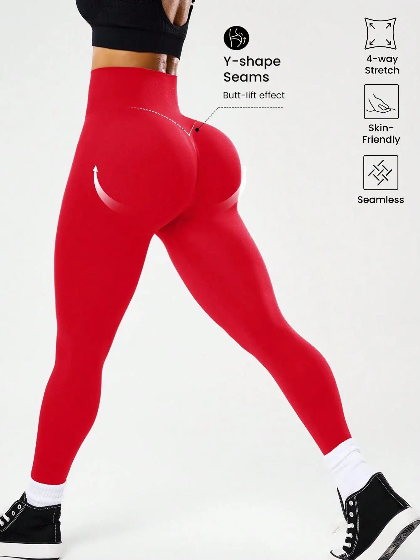 Bestselling Women's High-Waisted Tummy Control Peach Ass Running Fitness Leggings with V-Back, Breathable, Quick-Dry, and Lifted